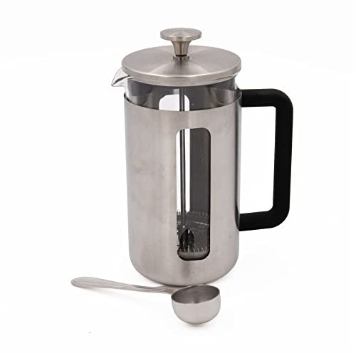 La Cafetière 8 Cup Pisa Brushed Stainless Steel Cafetière and Coffee Measuring Scoop Set