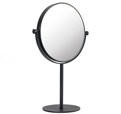 DEUSENFELD SK520B - Doppel Stand Kosmetikspiegel, 5X Vergrößerung + Normal, Ø20cm, schwere Qualität, matt schwarz
