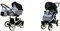 BabyLux Optimal 2-in-1 Baby Kinderwagen Tief und Kinderwagen mit Zubehör Verstellbar und faltbar Aluminium Konstruktion Wasserdicht Nicht abnehmbare Räder Silver Flex White Frame