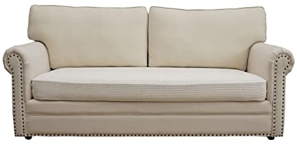 Eismodra Sofabezug,Sofa Überzug 2 Sitzer,Stretch Sitzkissenbezug,Couch Überwurfdecke Sofaschoner Sofaüberwurf,Elastischer Bezug Cover für L Form,Cremeweiß,Länge 95-135cm(1 Stück)