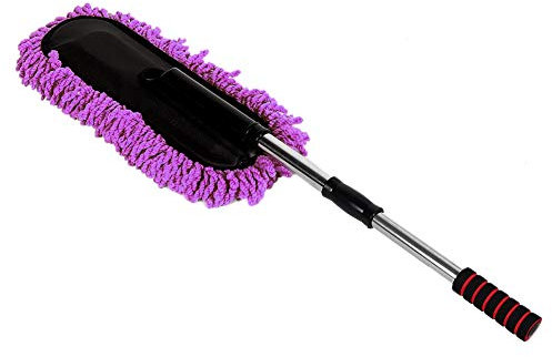 Car Cleaning Brush Wax Washing Mop Nanofibre Dust Removal Cotton Brush Removable Car-Mounted Telescopic for Cars Motorcycles Trucks RVs Homes Shelves (purple) auto