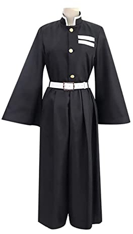 MAVNES Muichiro Tokito Cosplay Kostüm Robe Kimono Anime Anzüge Halloween Outfit Unisex,Black-S