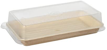 PAPSTAR 50 cuencos para sushi de hoja de palma cuadrados, 100 ml, 18,4 x 10,4 cm, con tapa de rPET 'Kombipack' To Go Box