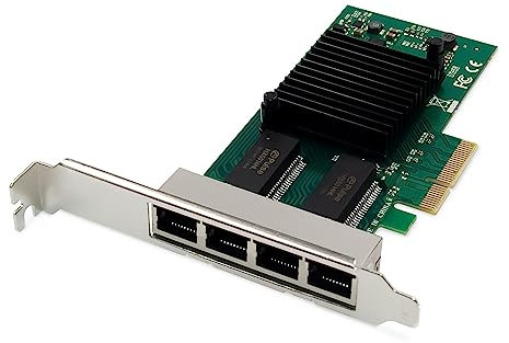 DIGITUS Gigabit Ethernet Server Netzwerkkarte - 4 Port RJ45 - NIC - Intel I350 - halogenfrei - 10/100/1000 Mbps