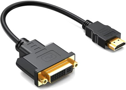 MMOBIEL Adaptateur de Câble HDMI vers DVI - Bidirectionnel - DVI-I Femelle Dual Link vers HDMI Mâle - Câble de Conversion pour Moniteur, PC, TV, Projecteur - 1080p Full HD 60Hz - Connecteur or 0,3 m