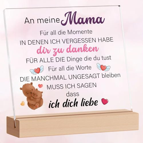 PRSTENLY Weihnachtsgeschenke für Mama Muttertagsgeschenk für Mutter Mama Geburtstagsgeschenk, Beste Mama Acryl Dekoration Geschenke für Mama Weihnachtsgeschenke von Tochter Sohn, Ruhestand Geschenke