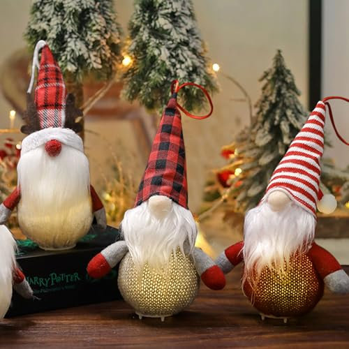 Weihnachtswichtel, 3 Stück Weihnachten Deko, Weihnachtsdeko Tisch, LED Wichtel, Christmas deko, Weinachtsdekorationen, Weihnachtswichtel Deko, Zwerg Geschenke für Zimmer Weihnachten Tischdeko