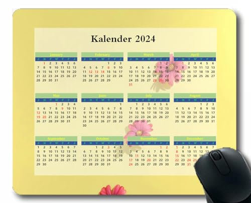 YENDOSTEEN 2024 Kalender Mauspad,Spiel Naht Mousepad,Computerzubehör Mousepad,Kreisförmiges Licht 2024 Kalender Horizontale Version Natur Gaming Mauspad