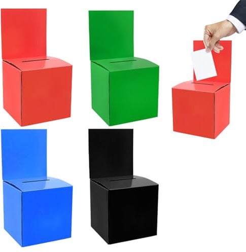 LTHERMELK 4 Stück Wahlurne Glänzende Kartonschachteln mit Schlitz Charity-Boxen Vorschlagsbox mit abnehmbarem Kopfteil Tombola Spendenboxen für Fundraising Sammeln Abstimmen (15 x 15 x 15cm)