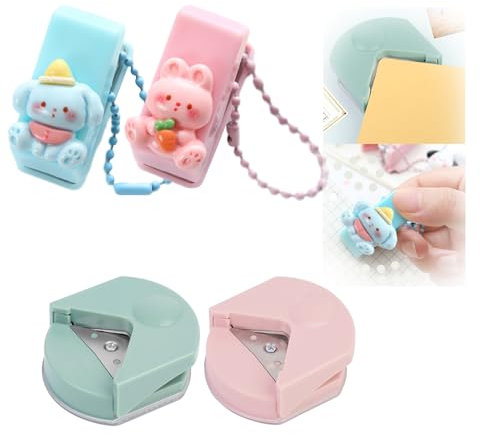 Taschenlocher,Aipeeo 4 Stück Stanzer Rund und Eckenschneider,Kreis Stanzen Papierstanzer,Eckenabrunder Mini,Tragbare Eckenstanzer und lochstanzer Papier,Set für Basteln Scrapbooking Geschenkanhänger