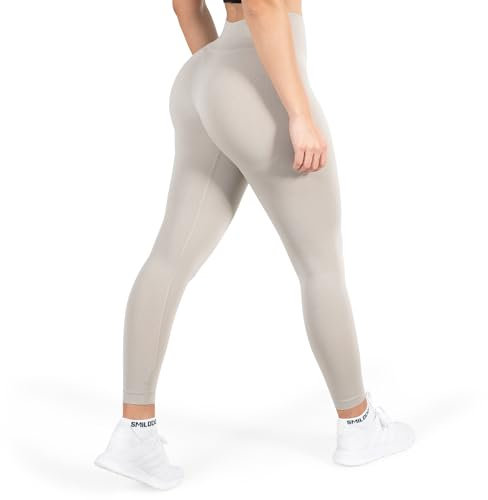 SMILODOX Leggings Damen Amaze Pro mit Scrunch, Butt Lift Sporthose High Waist V-Shape Trainingshose Seamless Blickdicht Yogahose Für Sport Fitness Alltag, Größe:S, Color:Khaki