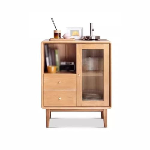 HUMAJORY Konsolenschrank TV-Seitenschrank aus massivem Holz, nordisches Sideboard, Eichenholz, Teeschrank, Wohnzimmer, Holzscheit-Aufbewahrungsschrank, Vitrine Buffet-Aufbewahrungsschrank