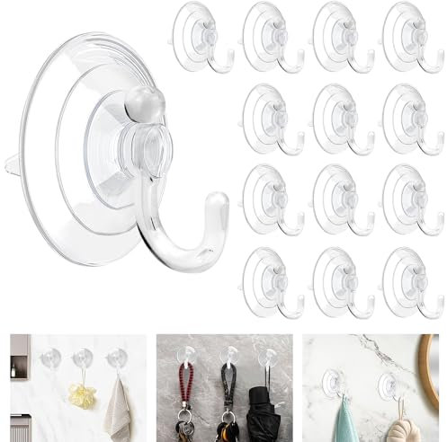 ADERTOS 20 Stk Saugnapfhaken PVC Saugnapfhalter mit Kunststoffhaken 45MM∅ Transparent Saugnapf Haken Ohne Bohren Wandhaken Aufhänger mit Saugnapf für Lichterketten Handtüchern für Fenster Badezimmer