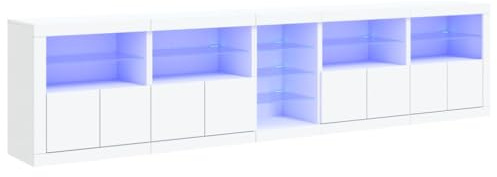 vidaXL Sideboard mit LED-Leuchten Weiß 283x37x67 cm