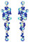 EVER FAITH Damen Ohrringe Kristall Hochzeit Party Bohemian Boho Blumen Kronleuchter lange Ohrhänger Dunkel Blau Silber-Ton