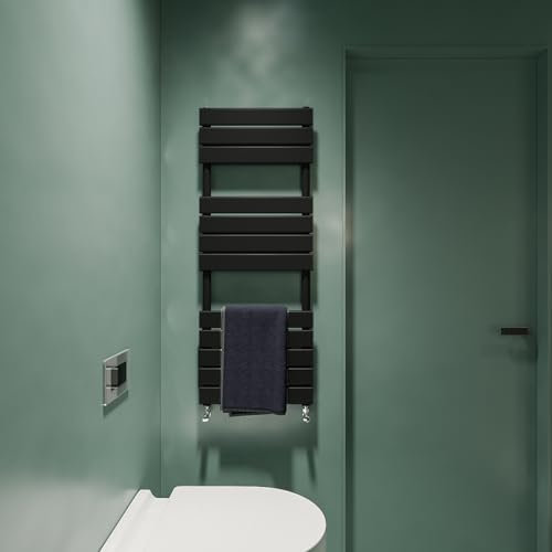 Huibathroom Blcak Towel Rail Radiator Panel Heated for Bathroom 1200x450mm