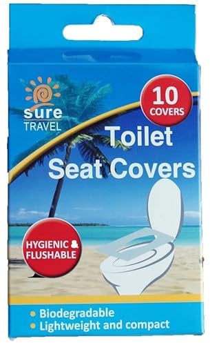 Sure Travel Toilet seat Cover - Hygienic & flushable– Disposable Easy to Clean - Biodegradable, Lightweight and Compact – Pack of 10