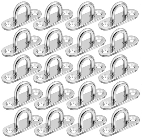 WUISOLQP 20 Placas oculares de Acero Inoxidable, Placa de Acero Inoxidable M5, Ganchos de Techo, Ganchos de fijación de Metal Accesorios para Barcos