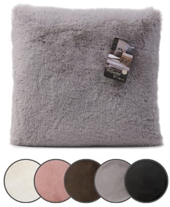 liebling Fellimitat Kissen, Sofakissen, 100% Polyester, 60 x 60 cm, Farbe: Silber