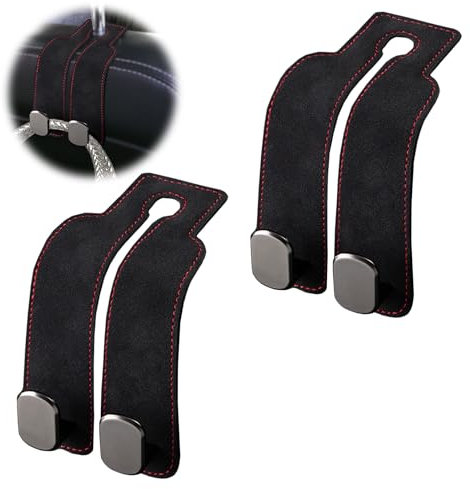Jisrcha Auto Zubehör Innenraum, 2 Pieces Autositz Doppelhaken Rückenhaken, Haken Autositz Kopfstütze, Aufbewahrungshaken Auto, Taschenhalter Auto for Hanging Bag Handbag Shopping Bags (Black)