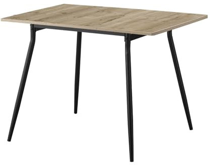 B&D home Esstisch Jonte, ausziehbar 80-120 x 80 cm, 4 Personen Küchentisch Holztisch mit Metallgestell für Esszimmer, Küche, modern Industrial Design, Sandeiche Optik, 11219-80-FS-EISA