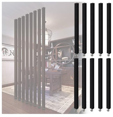 Holz-Wandteiler Zur Raumtrennung, Von Der Decke Bis Zum Boden, 6 8 10Er-Pack, Schwarzer Holzlatten-Trennwandpfosten Für Studio/Apartments/Teehaus/Treppenhauseingang Mit Ver,10-pack-235cm/92.5in/7.7ft