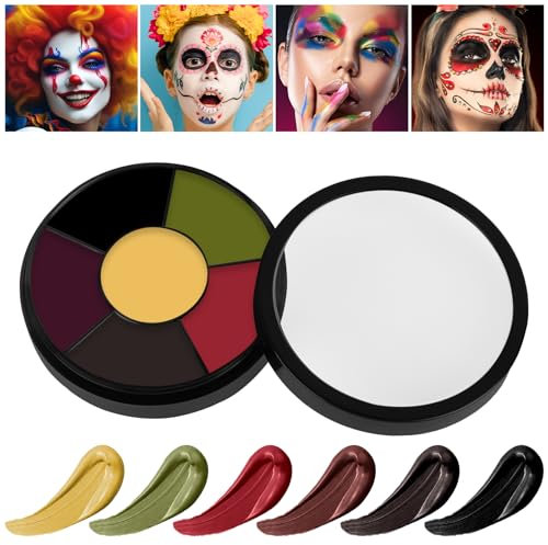 AOOWU Halloween Schminke 6 Farben Körperfarbe, Halloween Make Up Kinderschminke, Schädel Gesicht Make up Kit, Kinderschminke Karnevals Make up Set für SFX Make Up Zombies Vampire Cosplay,10g