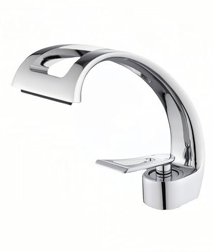 Rubinetto Bagno Lavabo Cascata Cromo, Bagno Cascata Rubinetto Lavabo E Fredda E Calda Regolabile Miscelatore Da Lavandino,Rubinetto Da Bagno Per Lavandino A Cascata