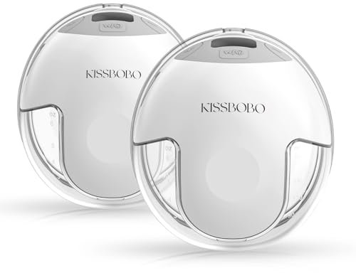 KISSBOBO Electric Breast Pump, Wearable Electrical Pump, Hands Free w/19 Levels 4 Modes, Leak-Proof Design, 320mmHg Strong Suction, Low Noise Breasts Pumps (White 2 pcs)