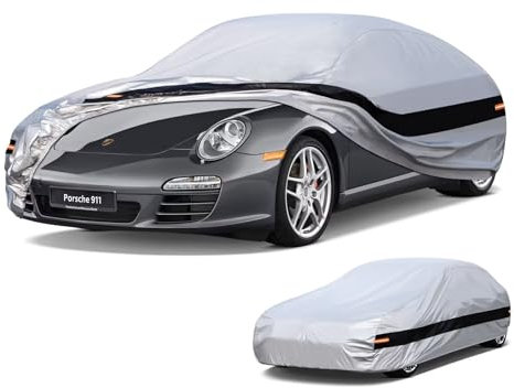 Holthly Autoabdeckung Passend für Porsche 911 Carrera Coupé Cabrio 992 991 997 996 993(1966-2025) 10 Schichten Vollgarage Auto Abdeckplane 100% Wasserdicht Autoplane Outdoor Autogarage