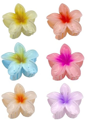 TPZORJX 6 Pezzi Fermaglio Grande per Capelli Lunghi Spessi Donna, Mollettone Elegante Antiscivolo Pinze Plastica con Fiori Mollette Resistenti