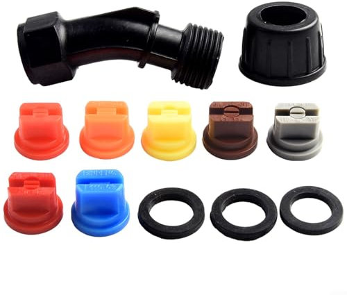 Flat Bottom Fan Shaped Nozzle 1.6mm Aperture 6-Pack Multi-Color For Garden Sprayer Backpack Weed Control Compatible With Most Lawn Sprayers