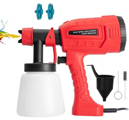 Paint Sprayer,700W Paint Spray Gun,800ml Electric Paint Gun with 2 Nozzles and 3 Patterns,For Furniture, Cabinets, Fence, Walls, Door, Garden Chairs
