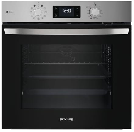 Privileg PBA2S85HU1I Einbau-Backofen, Heissluft,11 Funktionen/Hydrolyse & Dampf/Multi-Level-Kochen/Pizzafunktion / 1-fach Teilauszug/Schwarzglas