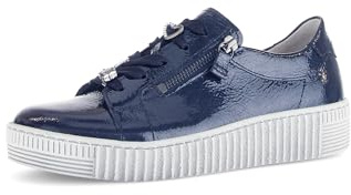 Gabor Damen Low-Top Sneaker, Frauen Sneaker,silbrt,Casual,Fashion,metallic,Effekt,Easy-Walking,elegant,Navy,Oliv,Dark-Blue (altsi),43 EU / 9 UK