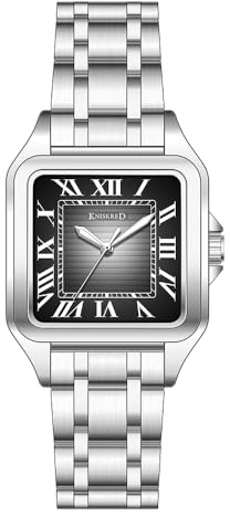 KNISKRED Klassische Quadratische Uhr für Herren Mit Altrömischen Ziffern Und Massiv Edelstahlarmband