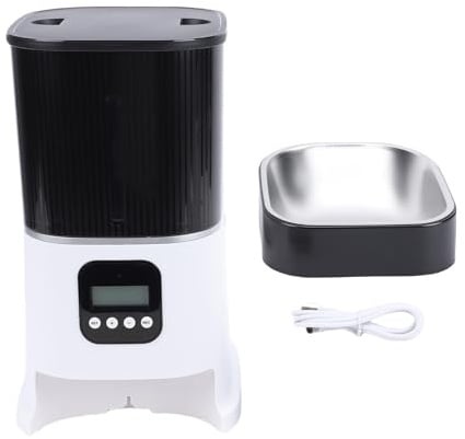 Nurnesy Automatischer Katzenfutterspender mit 6 L Fassungsvermögen – LCD-Display, Tastensteuerung, Zeitgesteuerter Katzenfutterspender für Zuhause