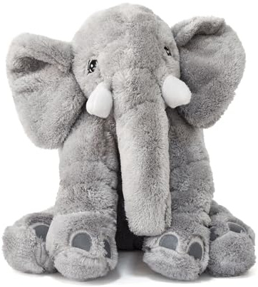 Pababo 80 cm Plüsch Elefant XXL – Weiches Kuschelkissen Plüsch Elefant – Niedliches Kuscheltier aus Weichem Material, Schlafbegleiter & Deko (Grau)