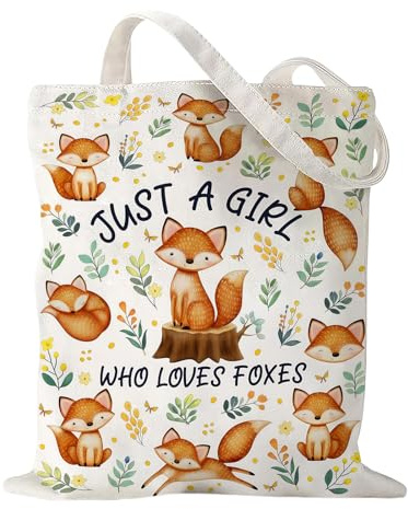 Aurelx Fox Canvas Tasche Damen, Doppelseitig Jutebeutel Bedruckt, Fuchs Motiv Tote Bag, Praktische Stofftasche für Arbeiten, Lernen, Picknicken & Reisen, 40×38Cm