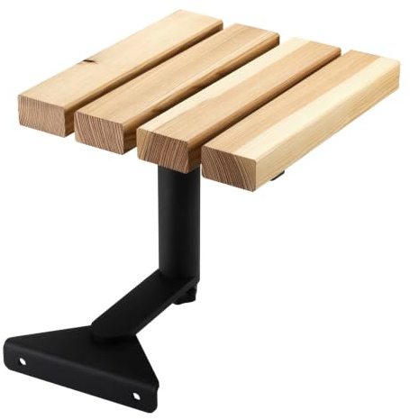 SOTECH Ablage für Gartenliege Lounger Edelstahl schwarz gepulvert | Materialstärke 5 mm mit Holzlatten 330 x 39 x 70 mm aus Lärche (Nicht vorgebohrt) Anbautisch