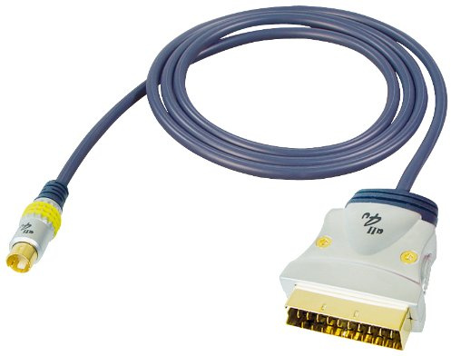 All4u - Cavo S-Video BBVS 10, da 5 m, con presa SCART maschio - maschio, 4 pin, presa in metallo cromato, colore: Blu
