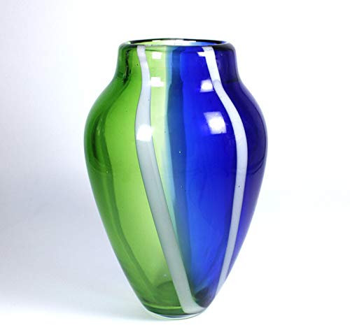 CRISTALICA Blumenvase Dokoration Glas Vase Viktoria Exotica 26cm blau grün