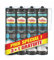Pattex PL 100 Colle Acrylique, Lot de 3 cartouches de 380 g + 1 Gratuit - Colle de fixation pour intérieur, Colle résistante multi-matériaux, Colle extra forte lavable à l'eau