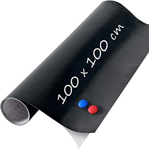 Magnet-Tafel Kreidetafel Tafelfolie magnetisch selbstklebend beschreibbar 100cm x 100cm + 2 Kreide - Magnetfolie (magnetische Tafel-Folie) Wandtafel zur Beschriftung mit Kreide