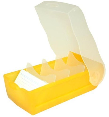 HAN 998 Karteibox CROCO A8, Polypropylen (PP), 500 Stück, A8 quer, 97 x 67 x 191 mm (3, gelb-transluzent)