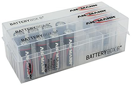 ANSMANN Batteriebox für AAA Micro, AA Mignon Akkus & Batterien, Spezialbatterien & Speicherkarten - Akkubox zum Schutz & Transport für 8 Accus - Batterie Box & Akku Box zur Aufbewahrung - 3 Stück