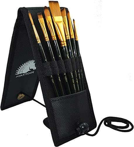 Pocket Paint Brush Set - 7 Artists' Paintbrushes for Watercolour, Acrylic, Oil and Plein Air Painting - Set 1 - Quality Art Supplies by MyArtscape™