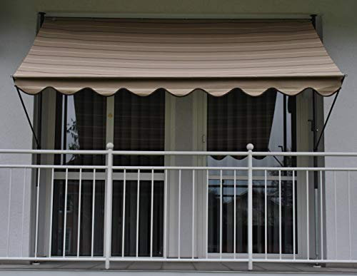 Angerer Freizeitmöbel GmbH Klemmmarkise Exklusiv - Markise für Sonnenschutz - Montage ohne Bohren und Dübeln - ideale Balkonmarkise für Mietwohnungen (Beige, 300 cm)