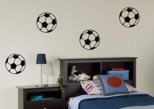 CCG 4 x Footballs - Wall Art Decal Sticker boy's bedroom hall living room FREE P&P