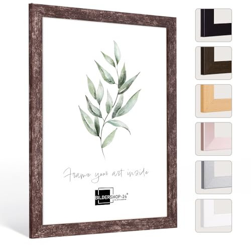 Bildershop-24 Bilderrahmen London in Holzoptik Braun Vintage mit Acrylglas 50 X 75 cm